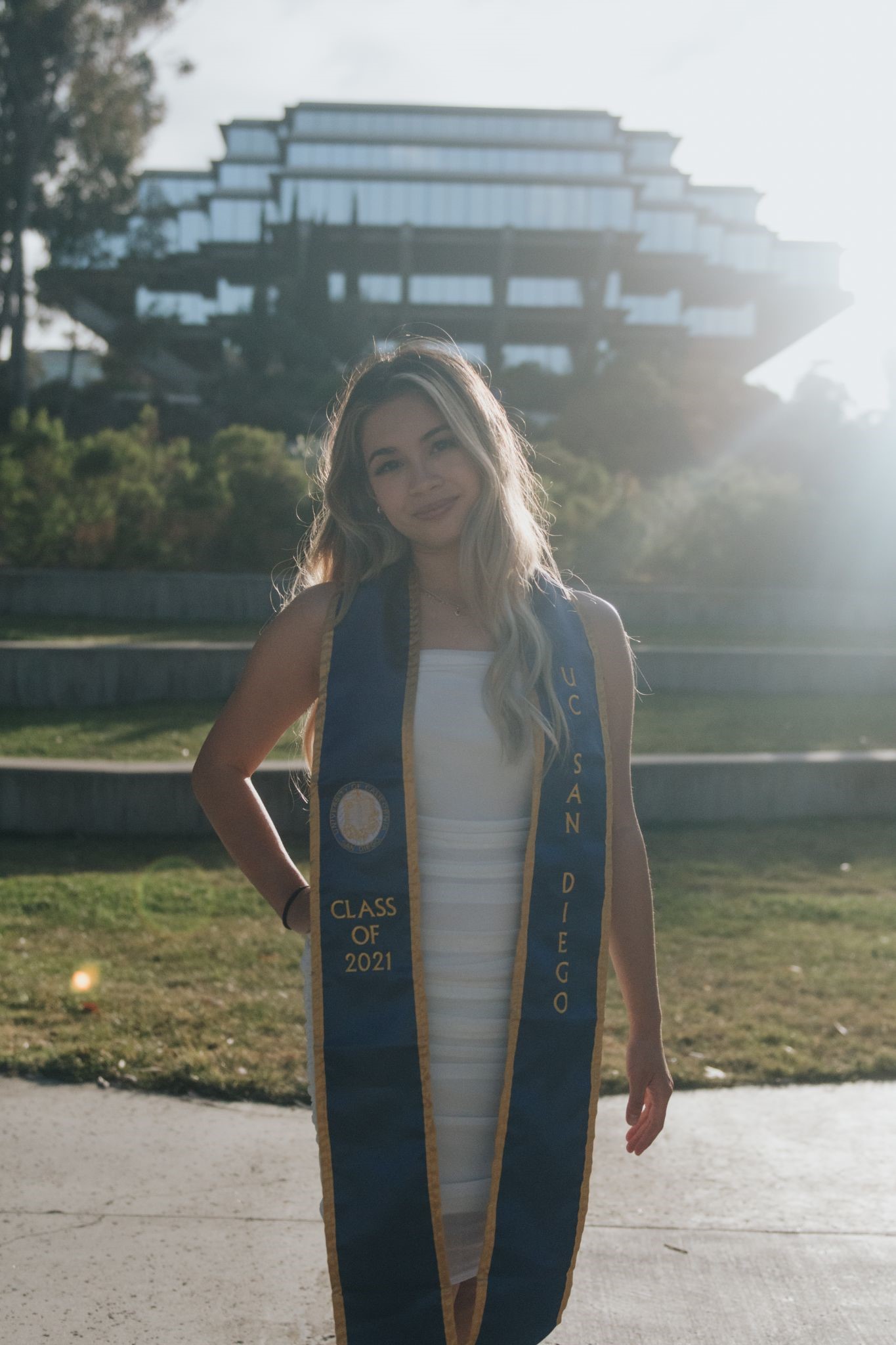 person in front of Geisel Library