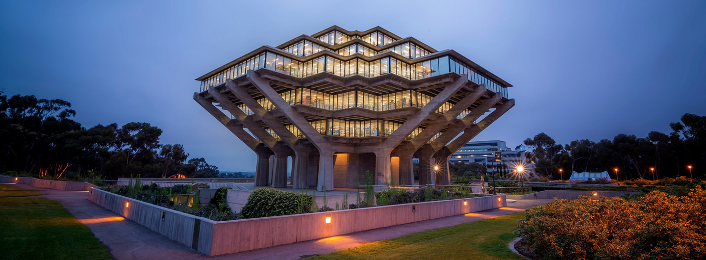 Geisel library at dusk