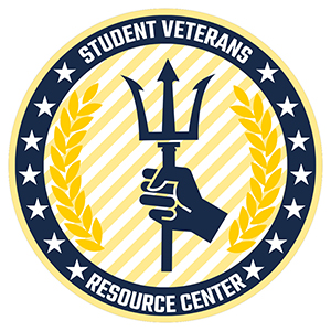 ucsd svrc logo features a yellow circle with a blue trident and the words Student Veteran Resource Center  